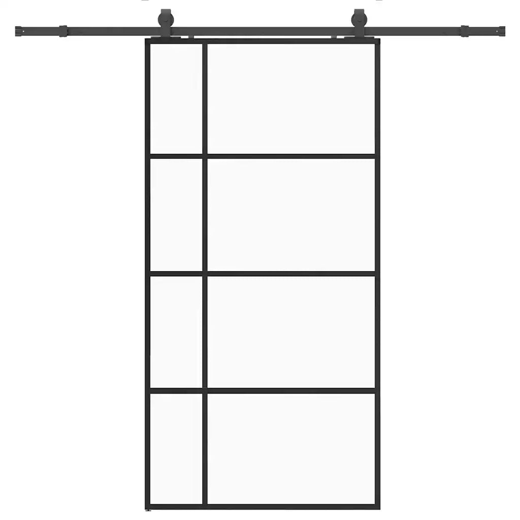 Porta Scorrevole con Ferramenta Nera 102,5x205 cm in Vetro ESG 3375952