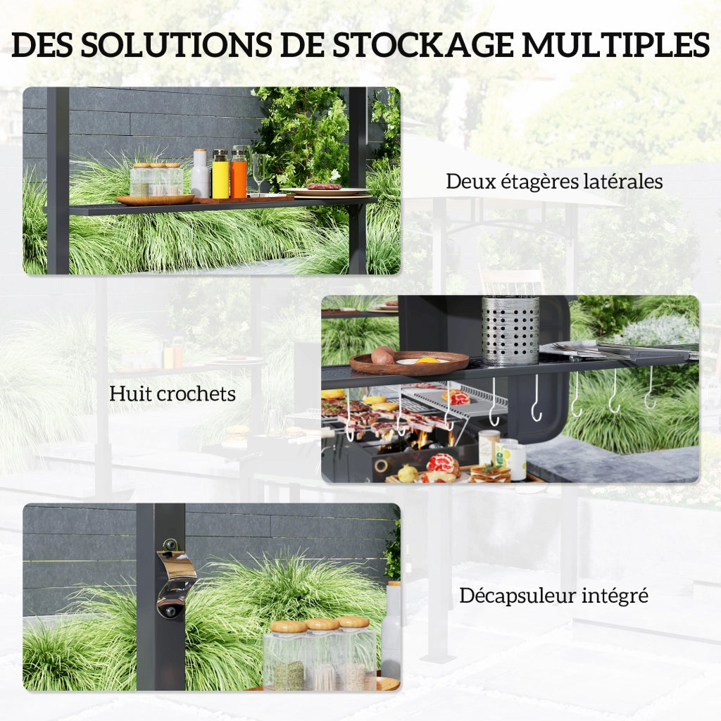 Tendone da giardino a due piani con LED ¨C zephmum ¨C kaki 240x150x250 cm