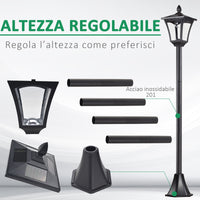 Easycomfort Lampione LED da Esterno ad Energia Solare Lampada da Giardino Lampada da Terra Impermeabile IP44 18×18×160cm Nero