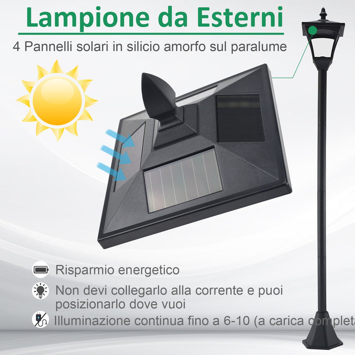 Easycomfort Lampione LED da Esterno ad Energia Solare Lampada da Giardino Lampada da Terra Impermeabile IP44 18×18×160cm Nero