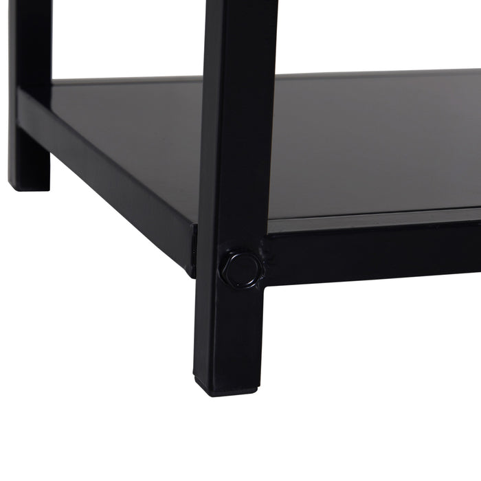 Easycomfort Portalegna da Interno ed Esterno Salvaspazio in Metallo con Paletta, Scopino, Attizzatoio e Pinza, 34x34x111cm, Nero