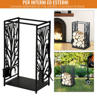 Easycomfort Potalegna di Design per Camino in Acciaio Nero e Antiruggine, per Interni ed Esterni, 46 x 30 x 70 cm