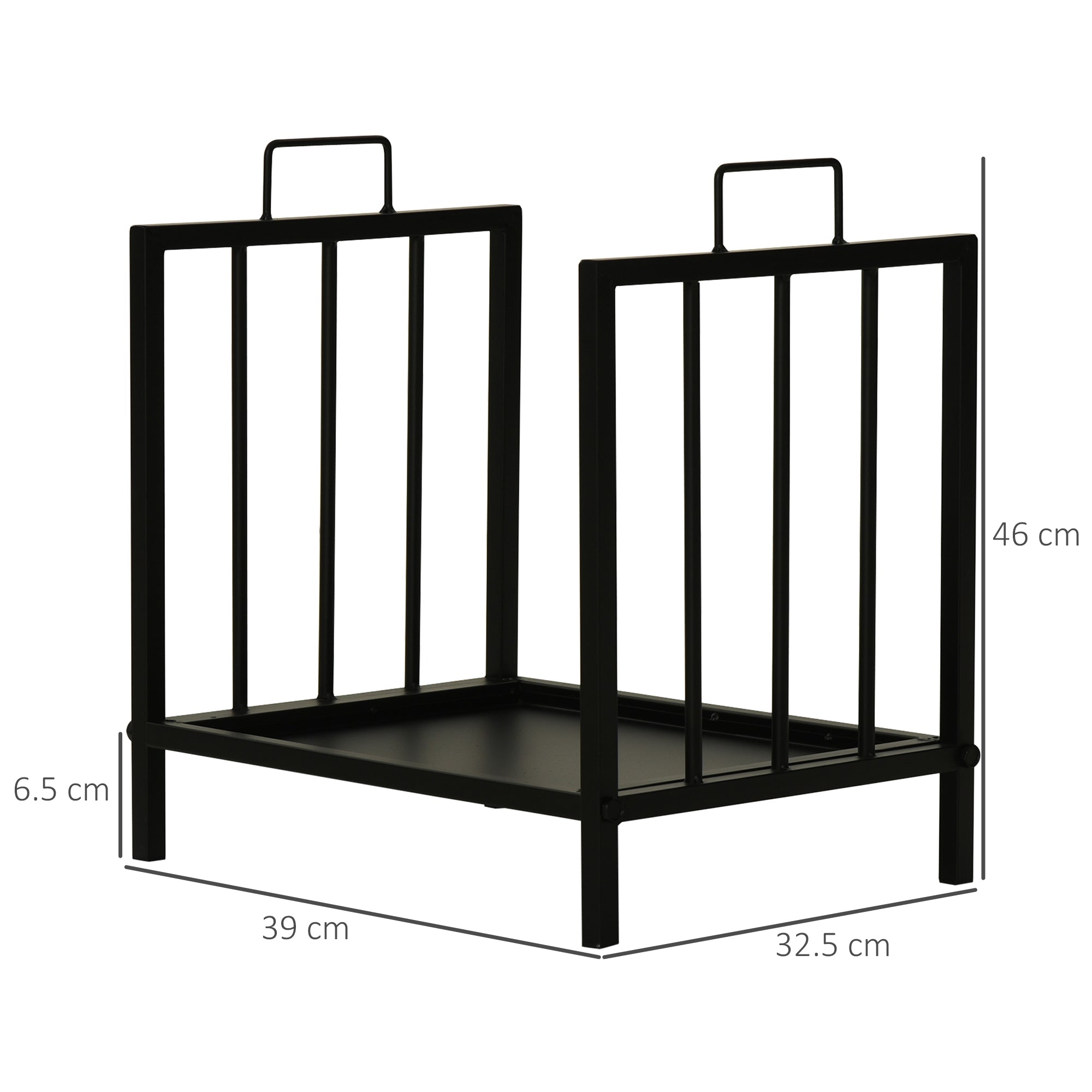 Easycomfort Portalegna da Interno ed Esterno in Metallo con 2 Manici e Base Rialzata, 39x32.5x46cm, Nero