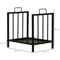 Easycomfort Portalegna da Interno ed Esterno in Metallo con 2 Manici e Base Rialzata, 39x32.5x46cm, Nero