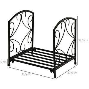 EasyComfort Portalegna per Camino da Interno ed Esterno in Metallo, 50kg di Legna, 39.5x31.5x39.5cm - Nero