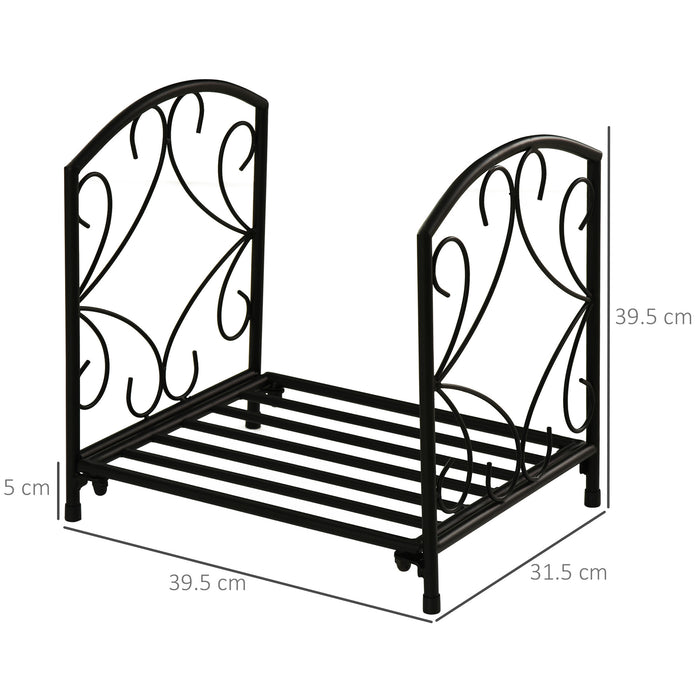 EasyComfort Portalegna per Camino da Interno ed Esterno in Metallo, 50kg di Legna, 39.5x31.5x39.5cm - Nero