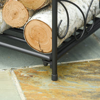 EasyComfort Portalegna per Camino da Interno ed Esterno in Metallo, 50kg di Legna, 39.5x31.5x39.5cm - Nero