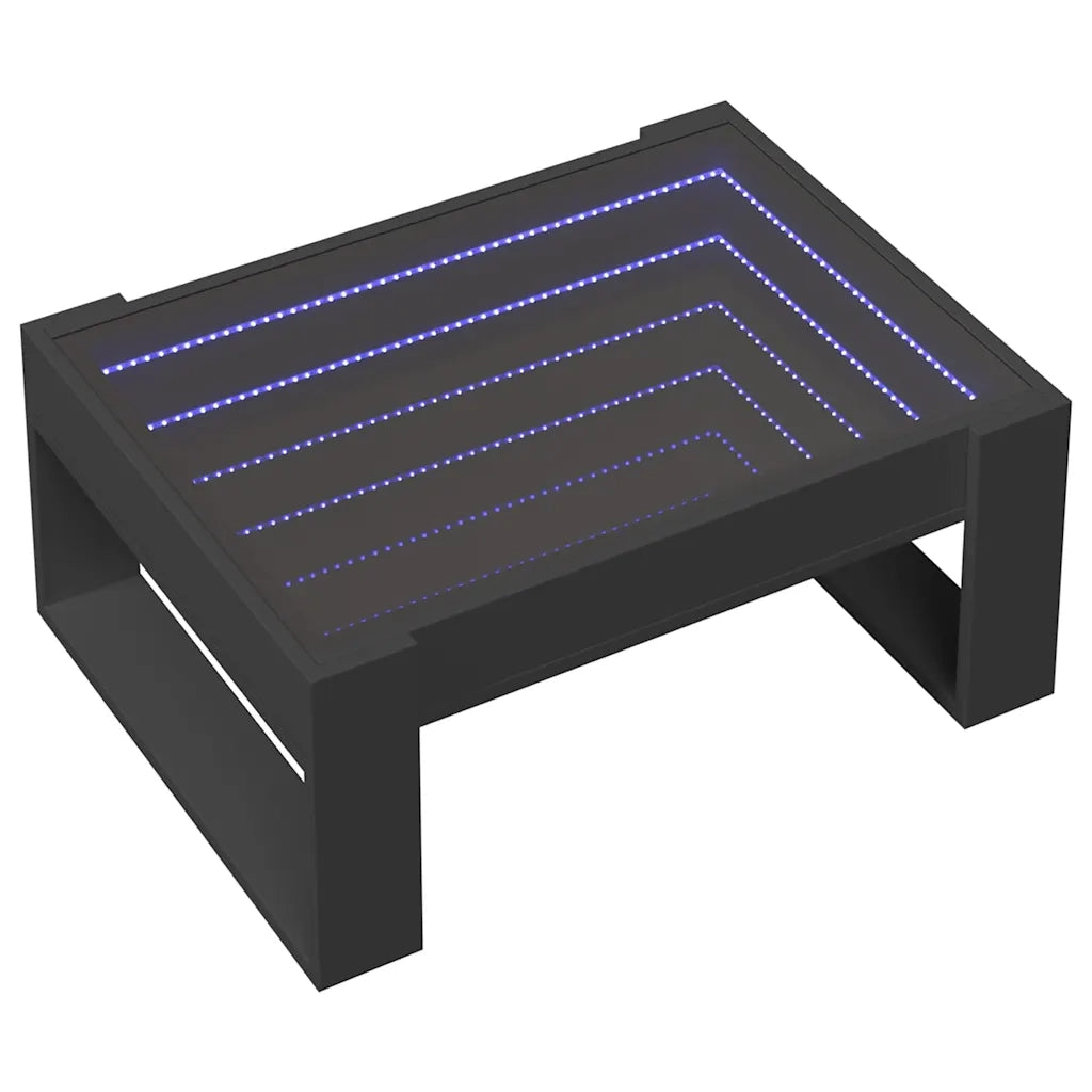 vidaXL Tavolino da Salotto con LED Infinity Nero 70x53x30 cm