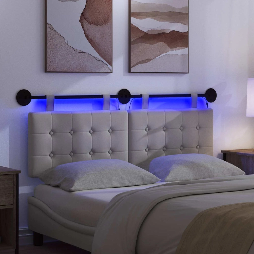Testiera | Testata sospesa Con luce LED Grigio Nuvola Tessuto