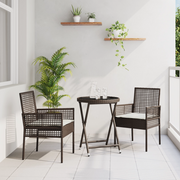 Set Bistro da Giardino 3 Pezzi con Cuscini Marrone in Polyrattan