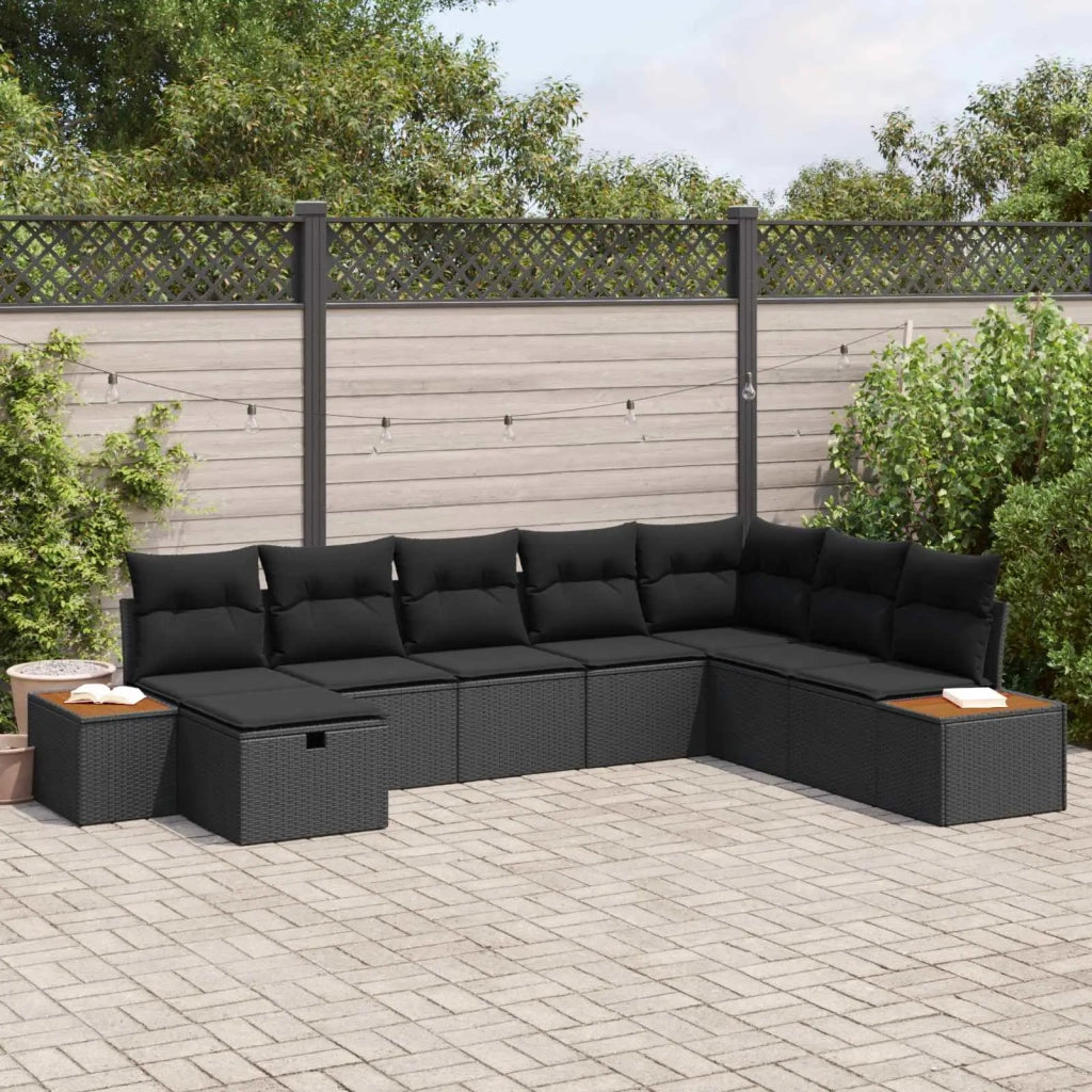Set Divano da Giardino con cuscino Nero polyrattan 3360987
