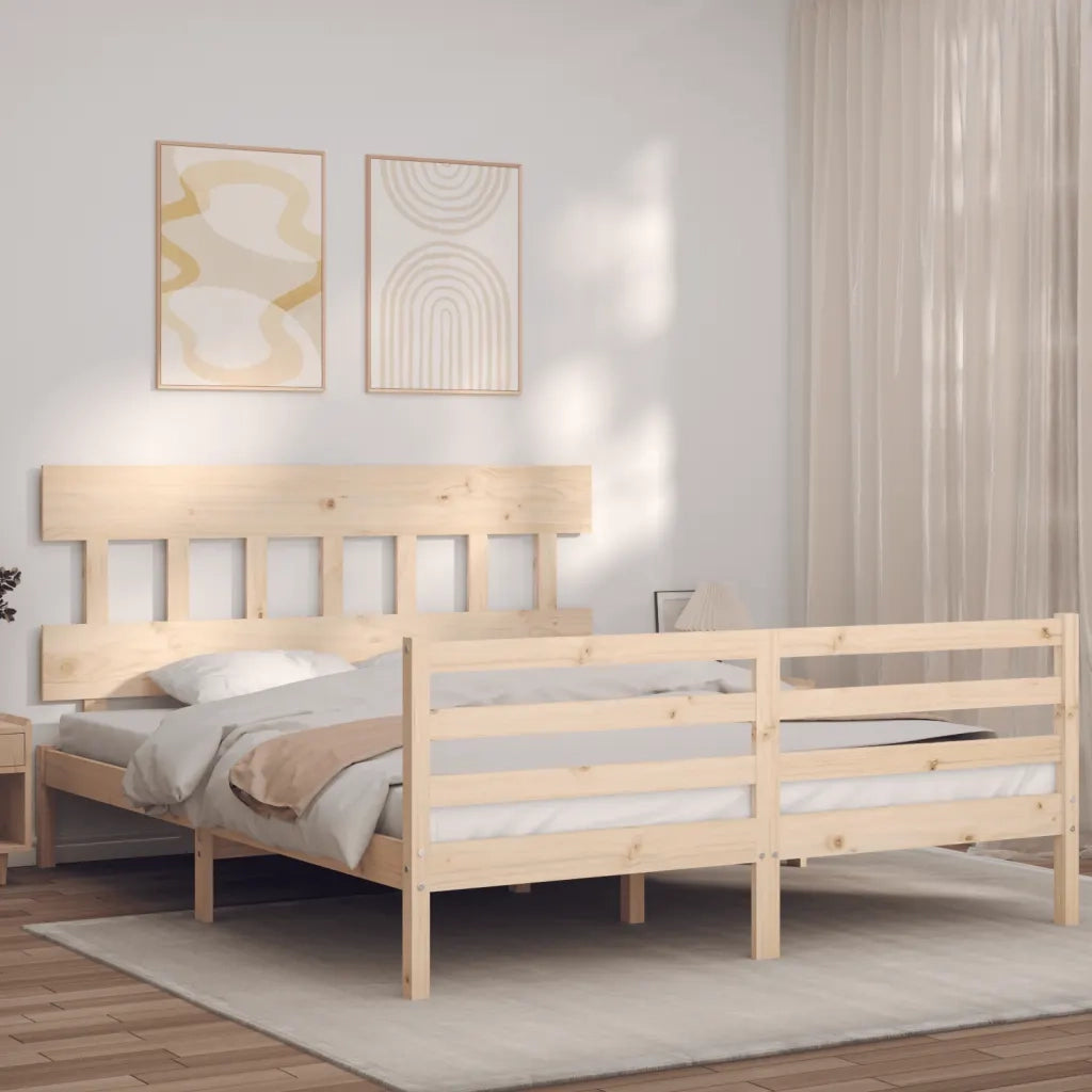 Giroletto con Testiera-Struttura Letto con testiera 160x200 cm in Legno Massello 679478