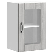 Pensile da Cucina | Mobile da Cucina con Porta in Vetro Lucca Grigio Sonoma