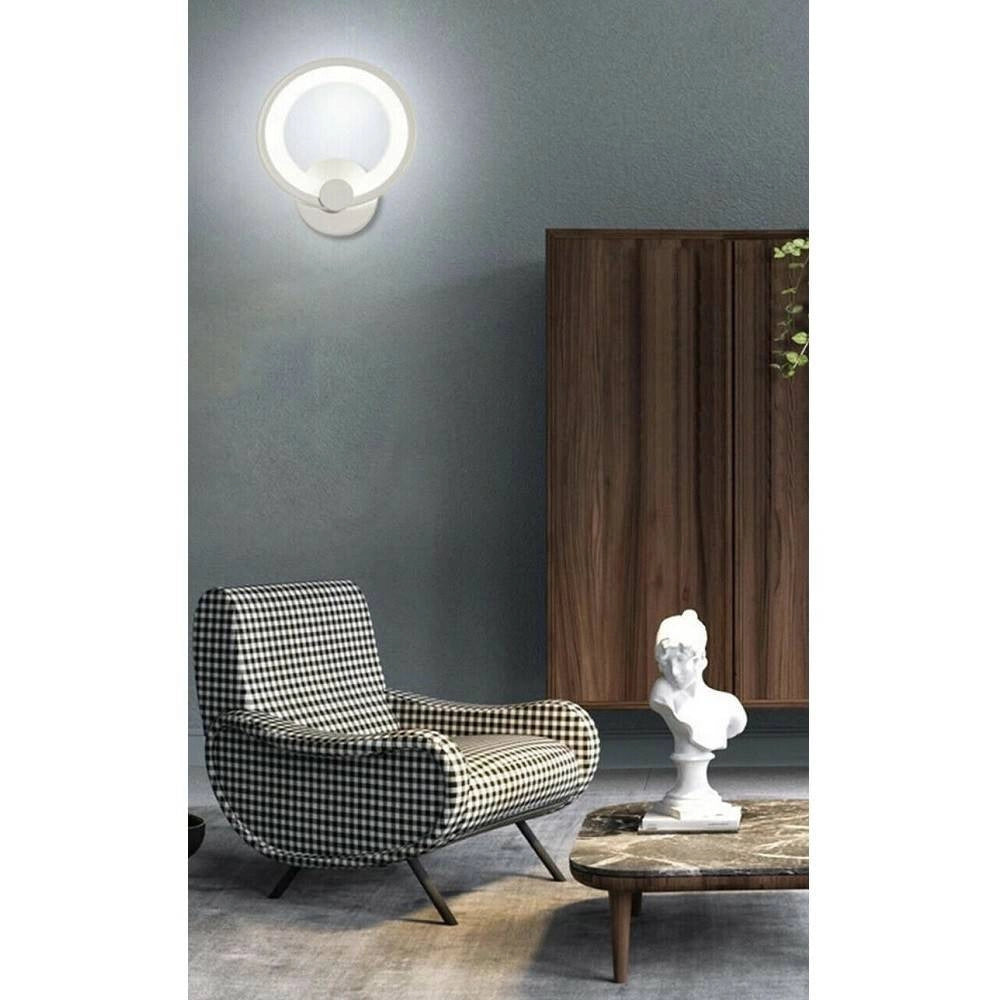 Trade Shop - Applique Cerchio 10 Watt Parete Abat Jour Luce Fredda Calda Naturale 6551 E27 - -bianco Freddo      -