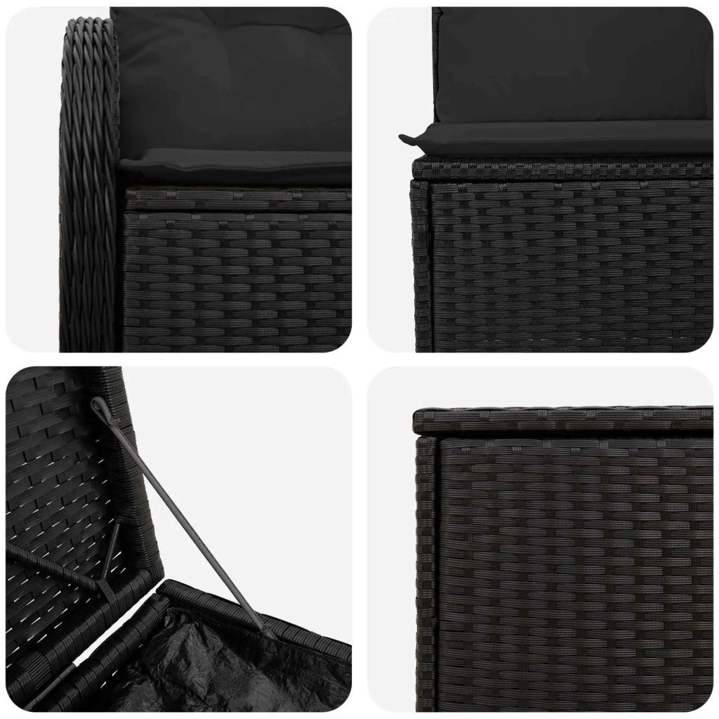 Set di divani 5 pz Nero Rattan sintetico e Acciaio 3447751