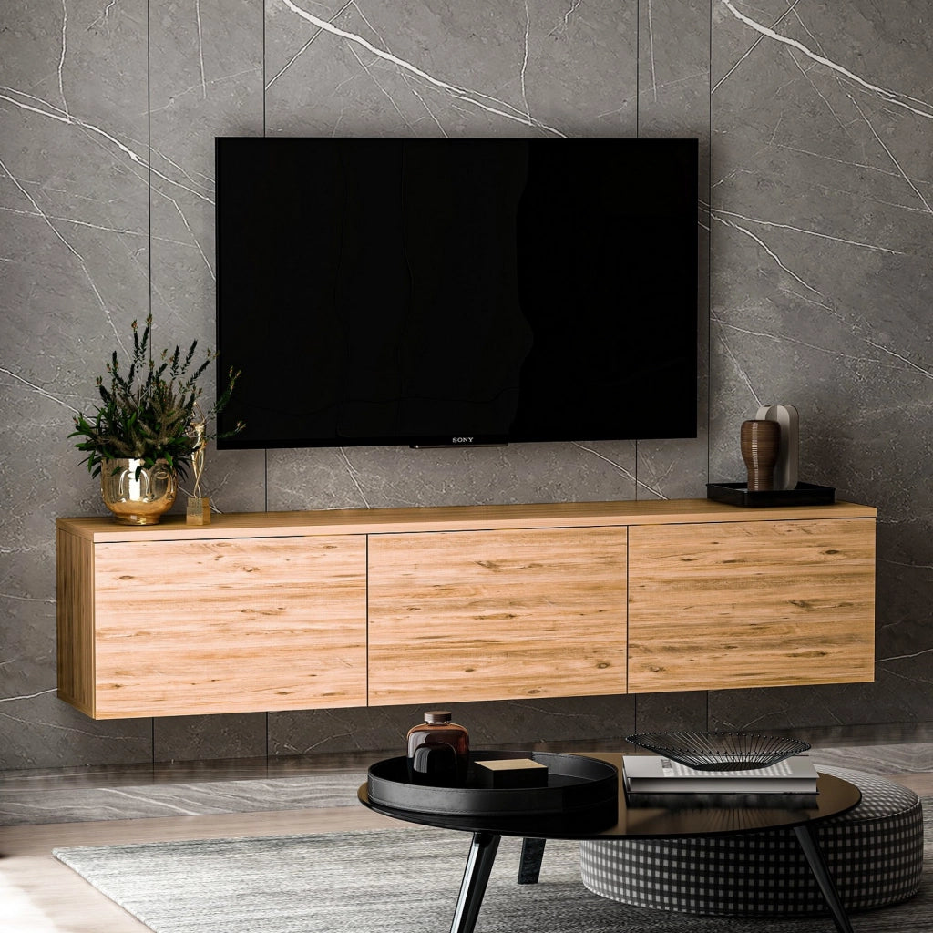 Surrigone, Mobile Porta tv 3 Vani, 160x32x35h cm Marrone Rovere