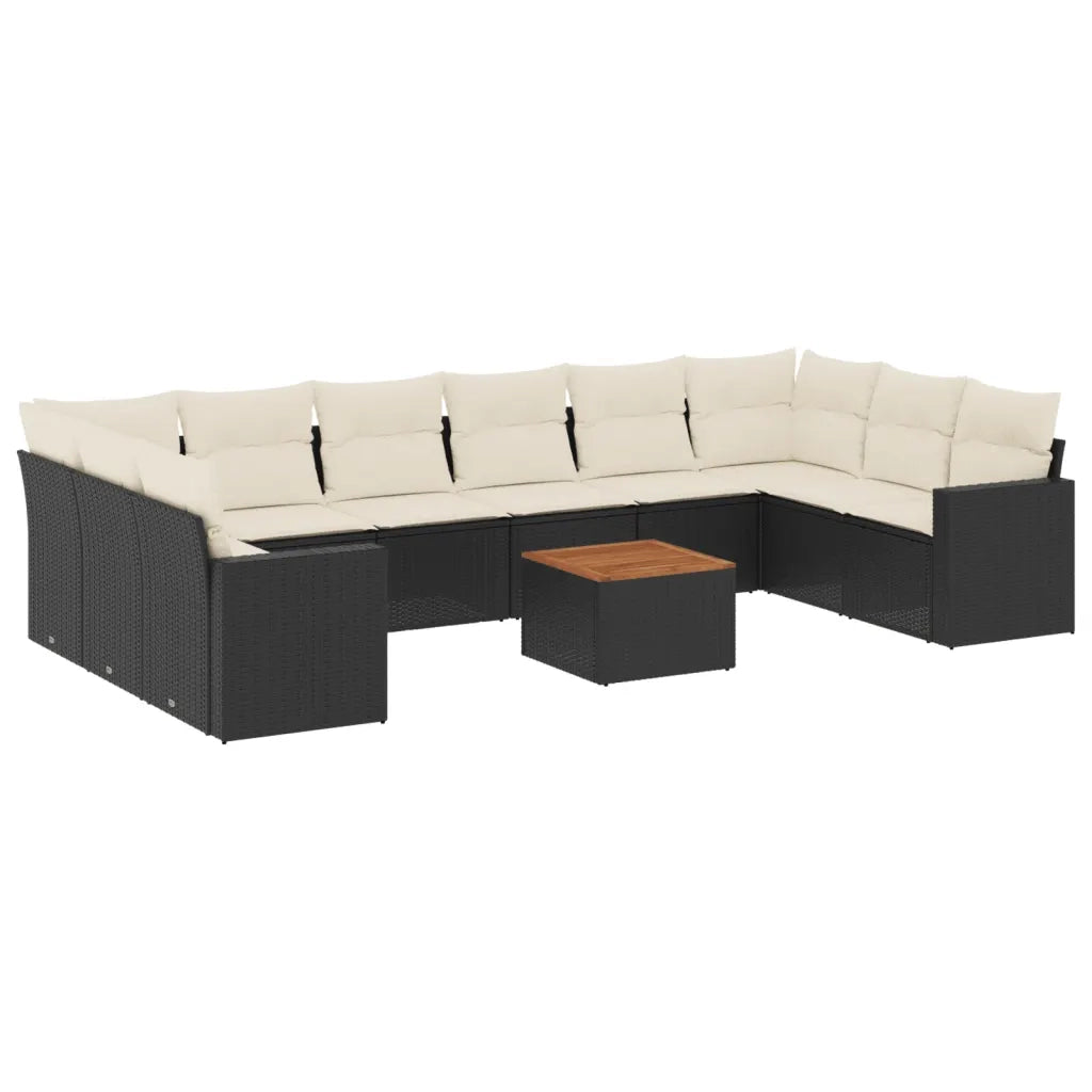 Set Divani da Giardino 11 pz con Cuscini in Polyrattan Nero 3224292