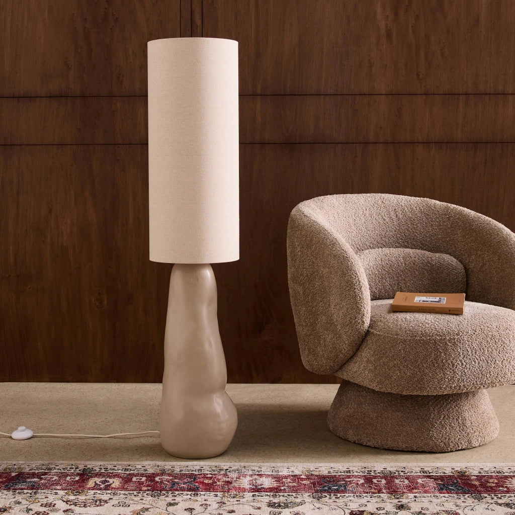 Lampada da terra per interno in ceramica e tessuto, ø27cm, talpa