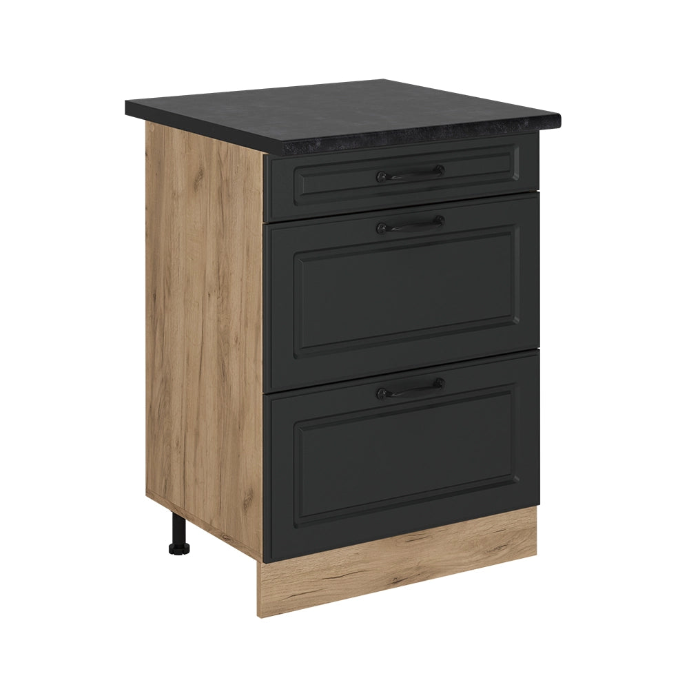 Vicco Mobiletto base per cucina Antracite casa di campagna 60 cm con cassetti, PL Antracite