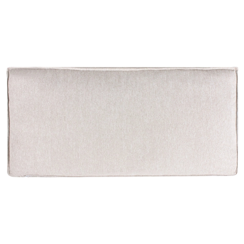 Divano 2 posti ad angolo con schienale in tessuto imbottito e cuscini beige chiaro lato sinistro stile moderno