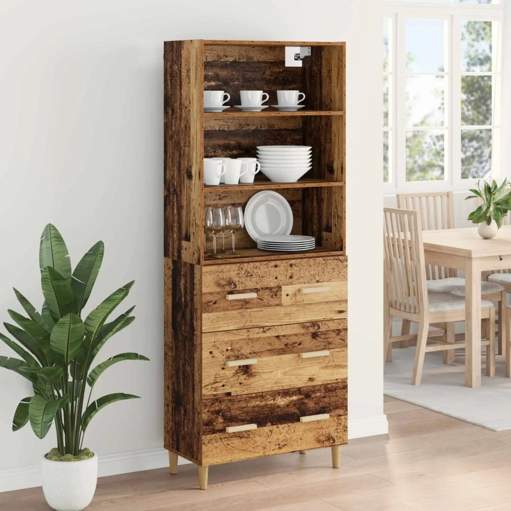 Credenza | Madia | Buffet da pranzo | Armadio da pranzo Legno vecchio 69,5 x 32,5 x 180 cm Legno multistrato