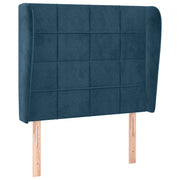 Testiera | Testata ad Orecchio Blu Scuro 83x23x118/128 cm in Velluto