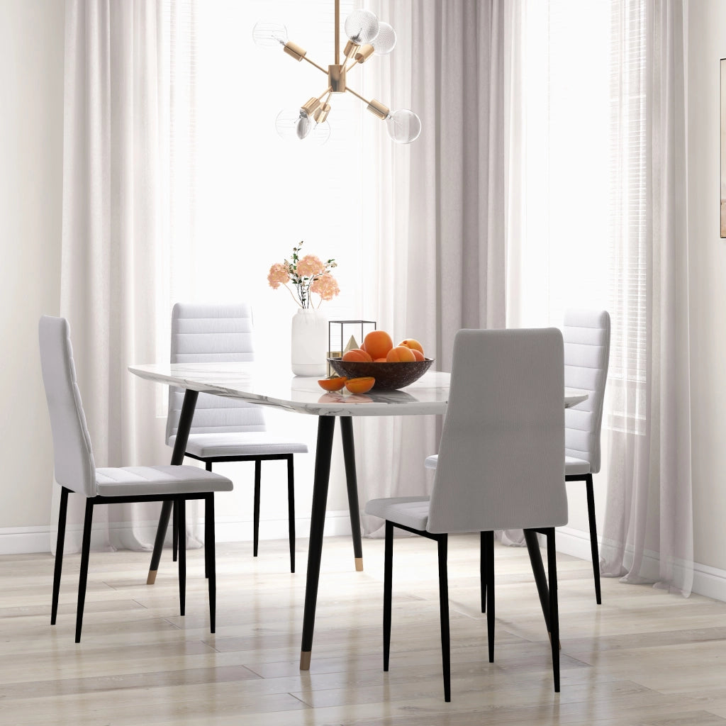 Set 4 Sedie da Pranzo Imbottite ¨C Zephmum ¨C Bianco Metallo 41x50x97 cm