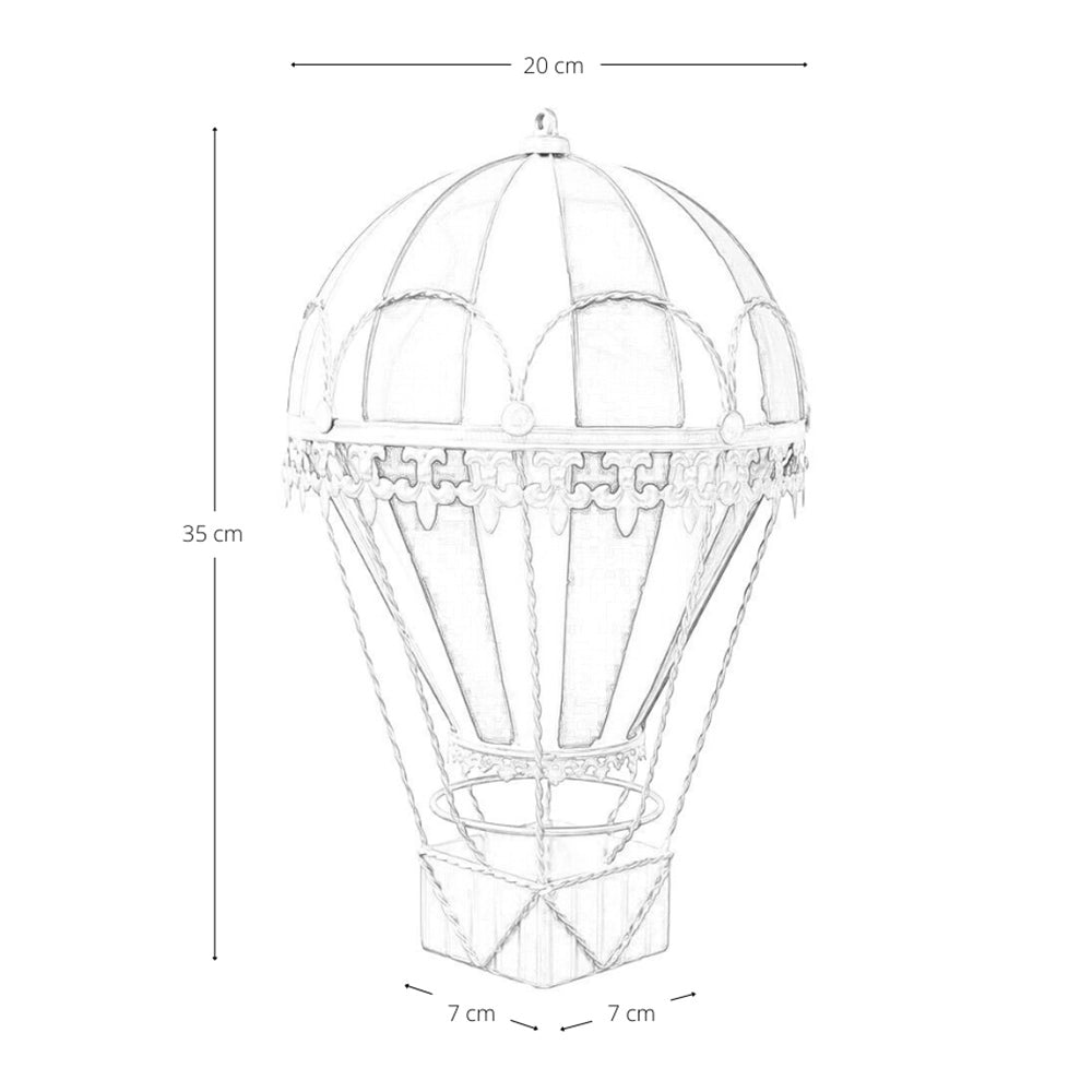 Mongolfiera Decorativa h 35 cm Metallo Rossa e Dorata da Appendere o Appoggiare