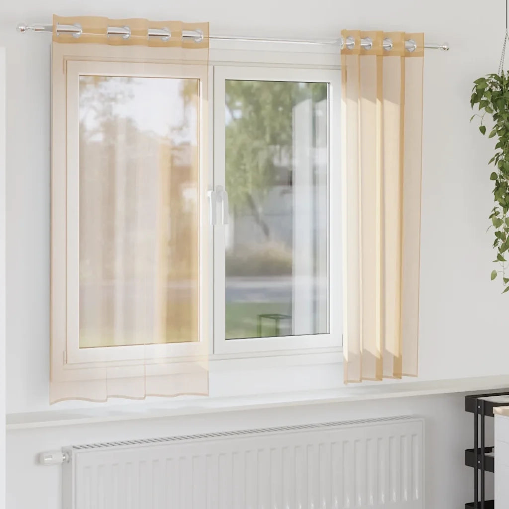 Tende in Voile con Occhielli 2 pz Sabbia