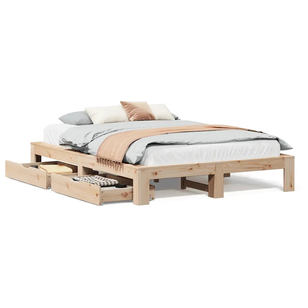 Letto senza Materasso 140x190 cm in Legno Massello di Pino 3309011