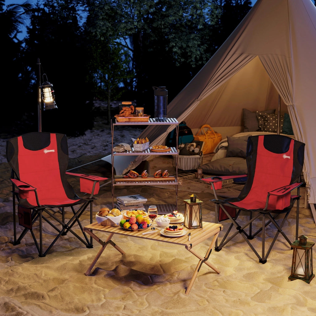 Set 2 Sedie Pieghevoli da Campeggio ¨C zephmum ¨C Rosso, 94x62x100 cm