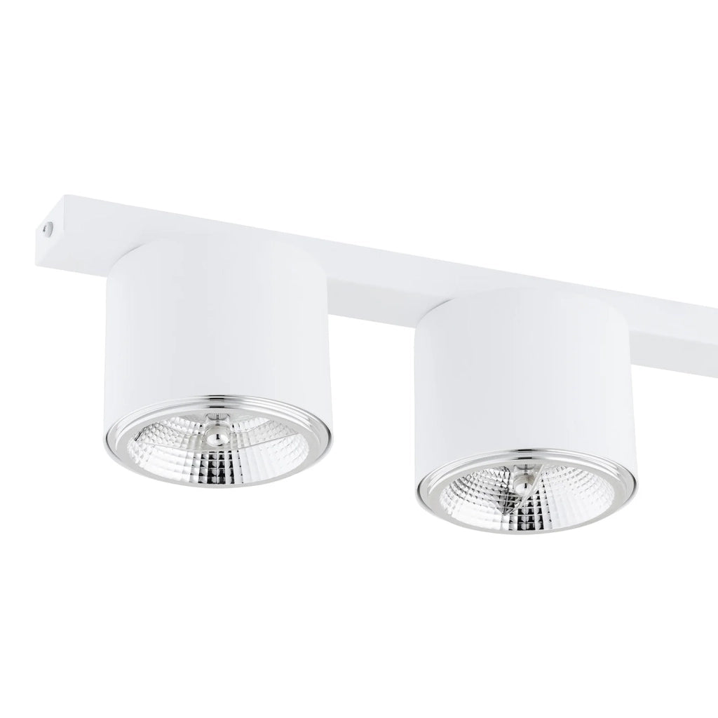 Plafoniera Moderna 3 Luci Faretti Ptah In Acciaio Bianco