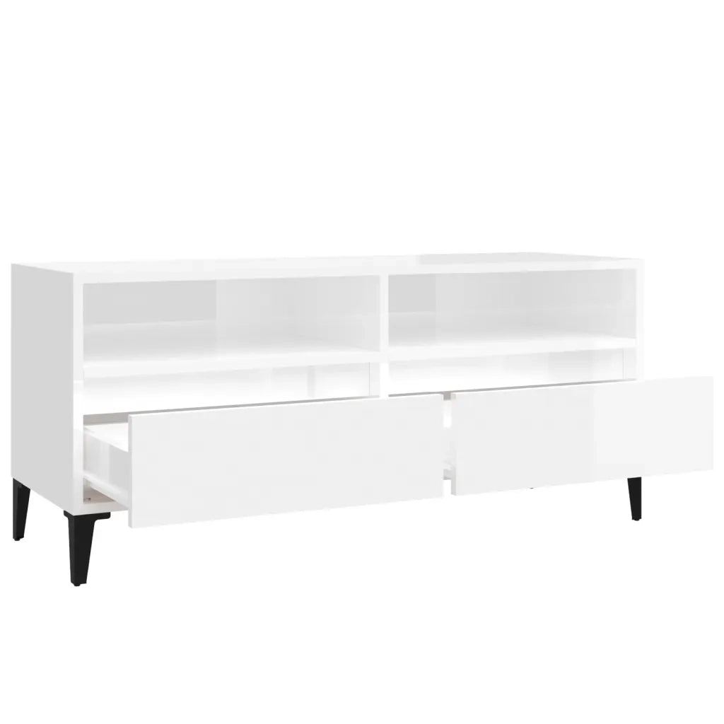 Mobile TV | Armadietto TV | Mobile Porta TV Bianco Lucido 100x34,5x44,5cm Legno Multistrato