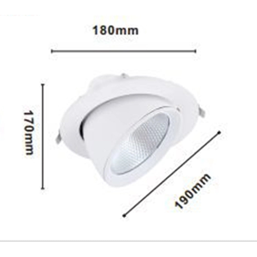 Trade Shop - Faretto Led Da Incasso 40w 4400lm Bianco Orientabile Luce 3000k-6500k Ip20 00779 -