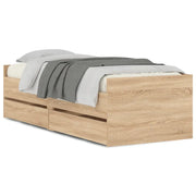 Letto singolo | Letto per adulti | Giroletto con Cassetti Rovere Sonoma 90x200 cm