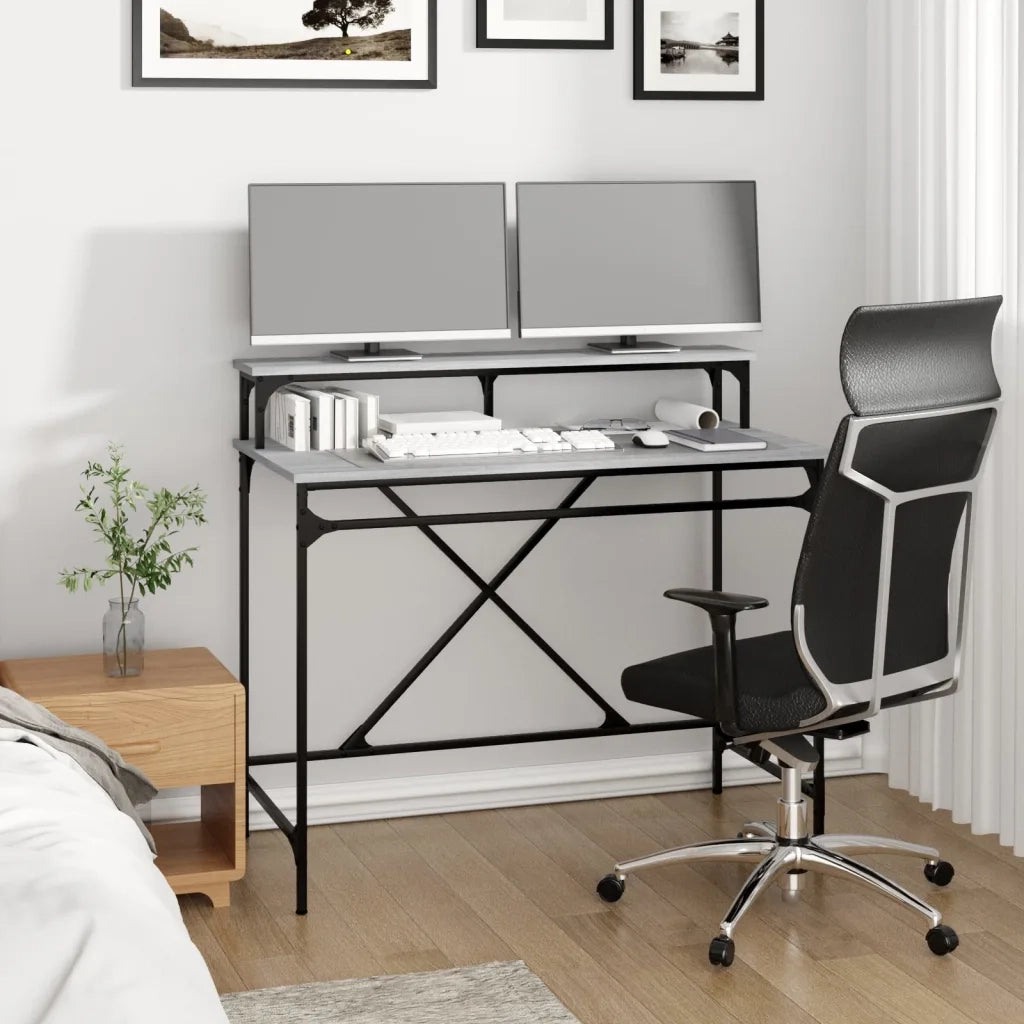 Scrivania Grigio Sonoma 100x50x90 cm Legno Multistrato e Ferrocod mxl 105255