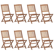 Sedie da Giardino Pieghevoli 8 pz con Cuscini Massello Acacia 3075021