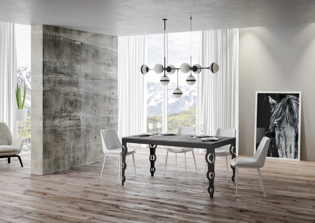 Tavolo allungabile 90x120/380 cm Karayan Evolution Cemento telaio Antracite
