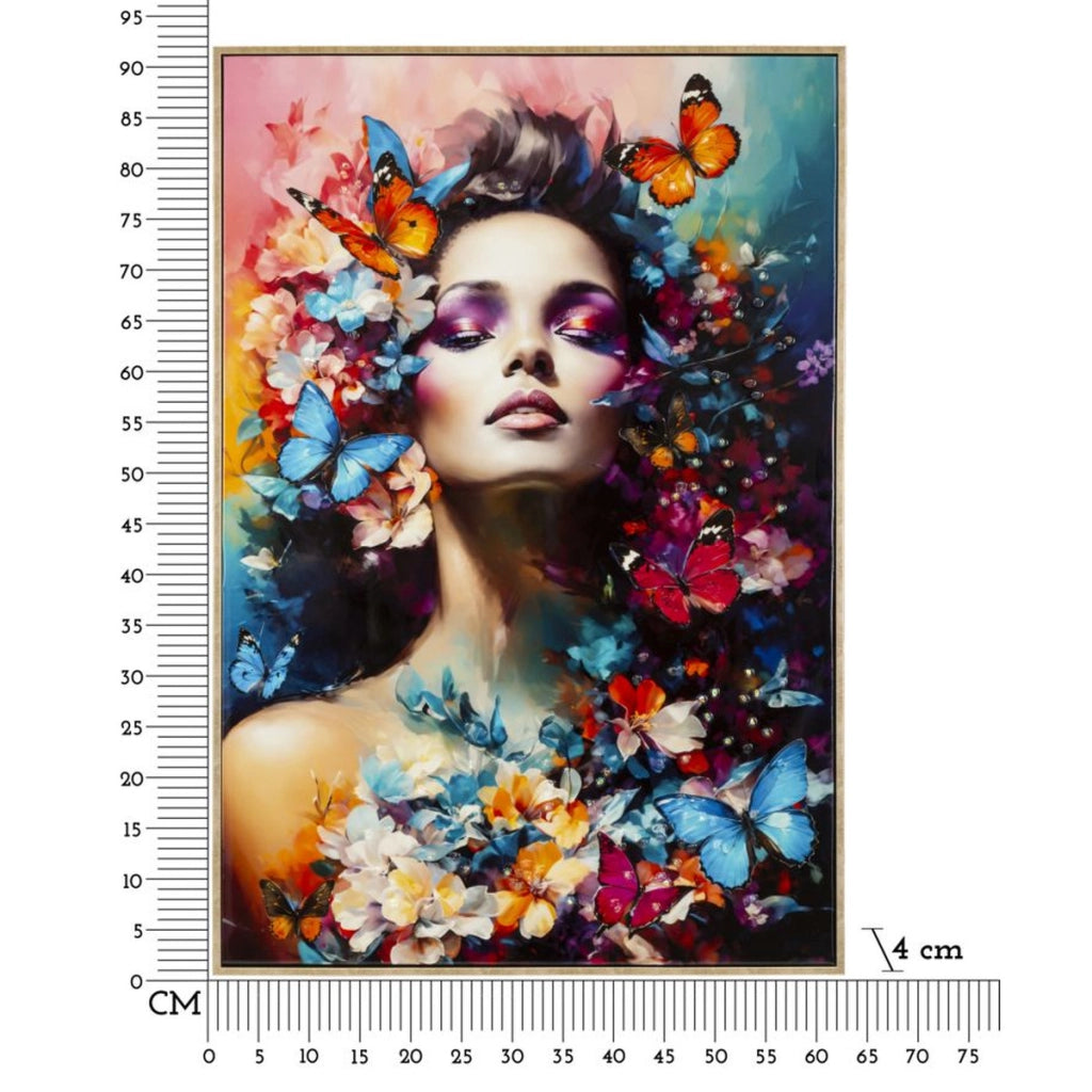 Stampa su Tela Fiori, Multicolore, Tessuto, 92x62x4 cm