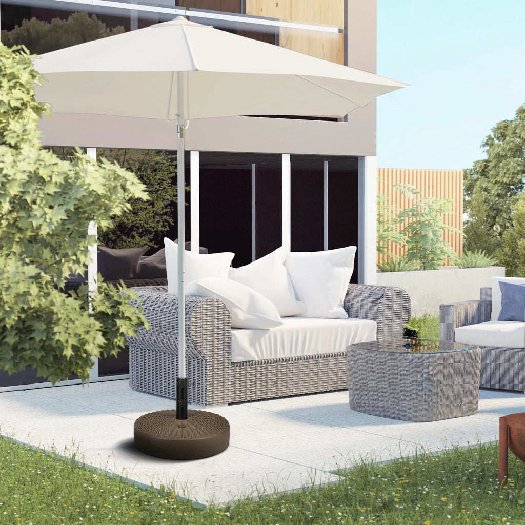 Base per Ombrellone con Manopole ¨C zephmum ¨C Marrone e Nero, HDPE e Acciaio, 51x36 cm