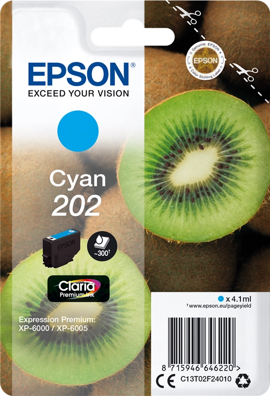 Epson Kiwi Singlepack Cyan 202 Claria Premium Ink
