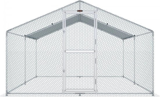 Recinzione per galline, 4 x 3 x 2 m Recinzione per animali da cortile all'aperto con tetto solare rivestito con copertura PE, struttura in acciaio, recinzione per galline, recinzione per anatre, recinzione per oche, recinzione per conigli ecc.