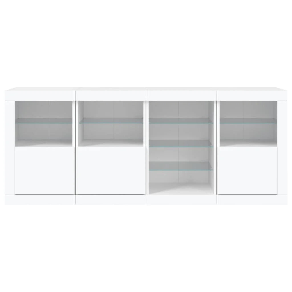 Buffet credenza cassettiera armadio mobile contenitore organizer per cucina soggiorno salotto con luci LED 164 x 37 x 67 cm bianco 02_0029836