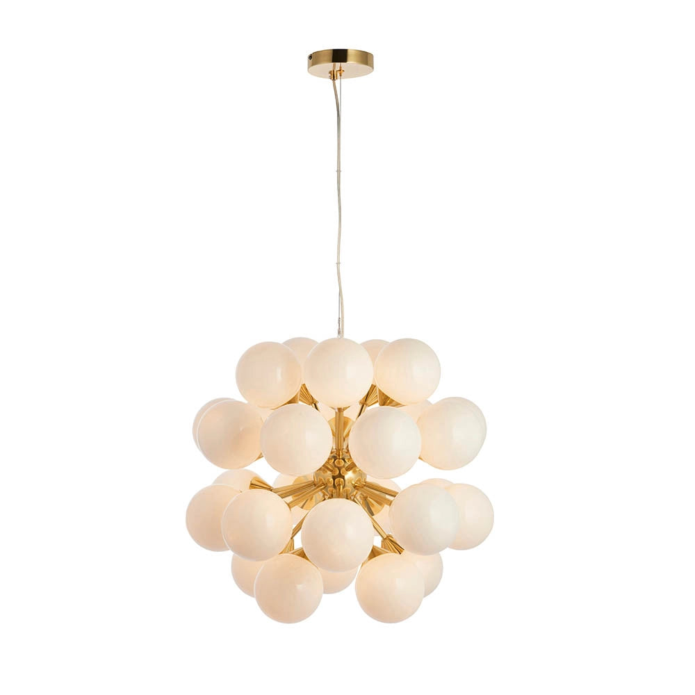 Lampadario OSCAR Endon ottone spazzolato sfere opali 28xG9