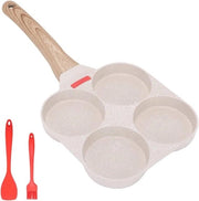 Padella per pancake e uovo in alluminio 4 tazze - Adatto a Tutti i Tipi di Cucine e Piani di Cottura Induzione (Bianco) padella per omelette giapponese