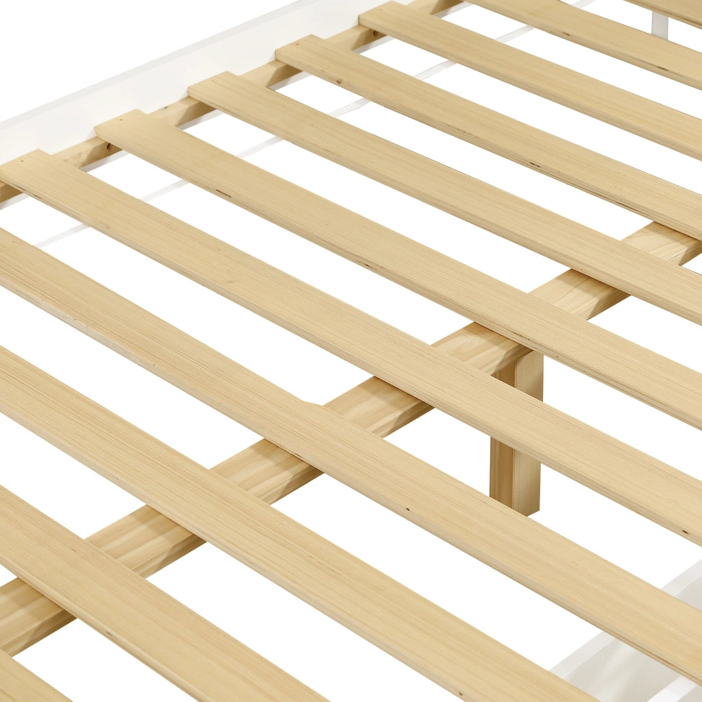 LETTO A CASTELLO Per bambini con 2 cassetti 90x200 cm Bianco/Naturale