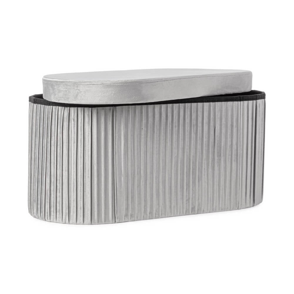 Set di 2 Pouf Contenitore Ovale in Velluto Plissettato - HARRIS