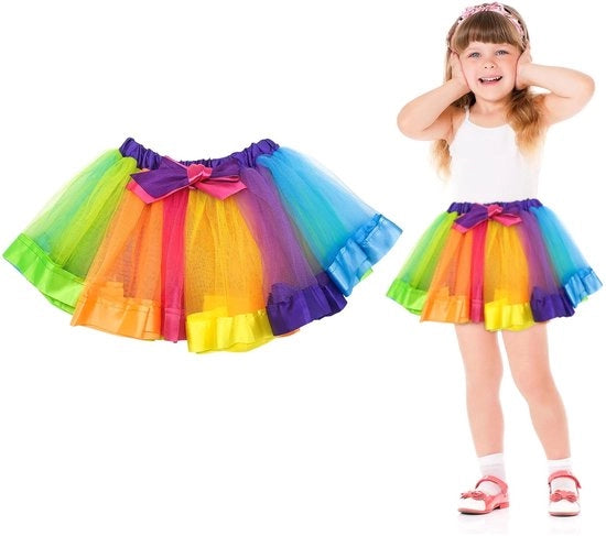 Costumi di ballo per adulti - tutu gelaagd - colore arcobaleno - lunghezza 32 cm - tutu da ballo per feste