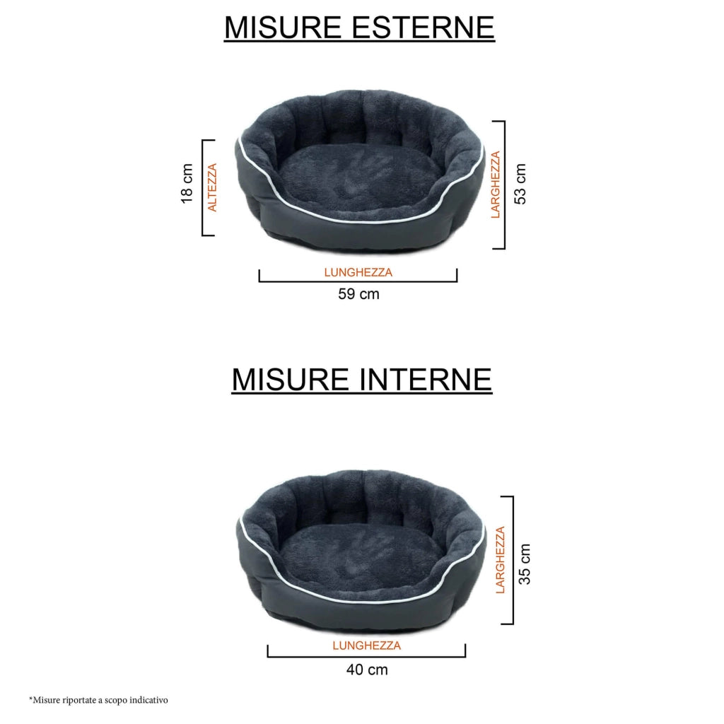 Cuccia Imbottita per Cani e Gatti 48x42x16cm in Poliestere Coccole Grigio Scuro