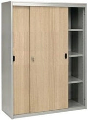 Armadio metallico con ante scorrevoli in melaminico per ufficio cm. 150x45x155h